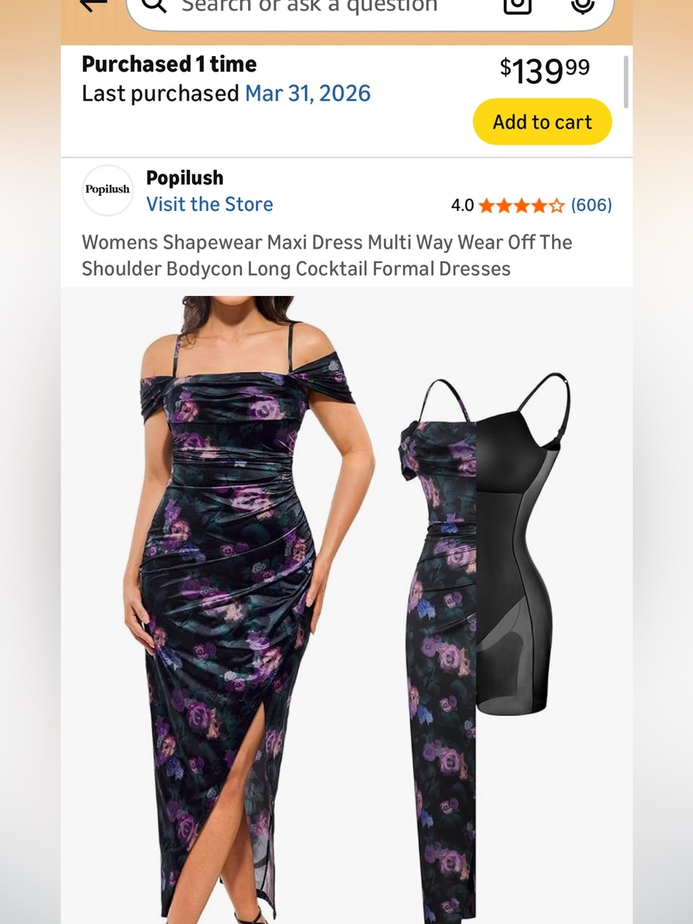Black Floral Off-Shoulder Maxi Dress size L